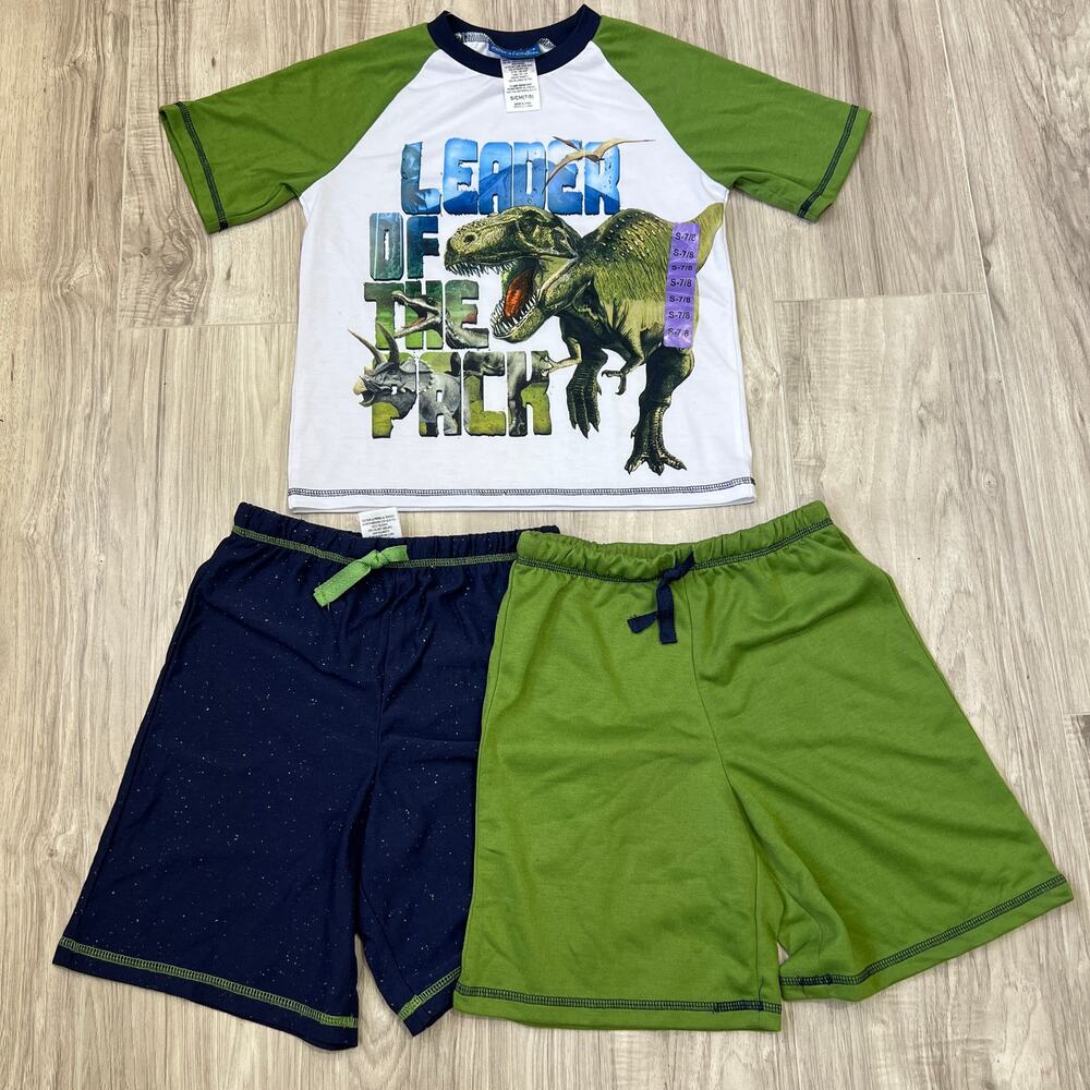 SAINTEVE Boys 3-Piece Sleepwear Set Size 7/8 – 2 Shorts + 1 T-Shirt Pajamas